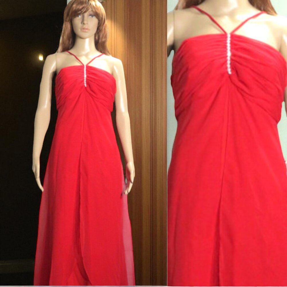 Vibrant Red Long Evening Gown